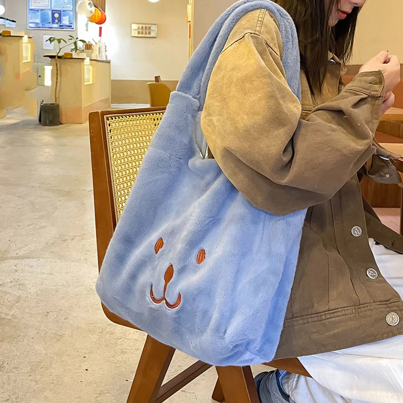 Winter Plush Tote Bag for Women - Soft Warmth Handbags