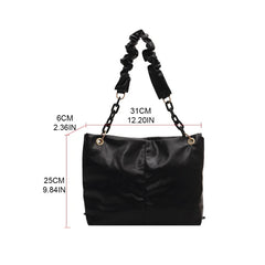 D0LF Women's Chain Shoulder Bag PU Leather Underarm Bag