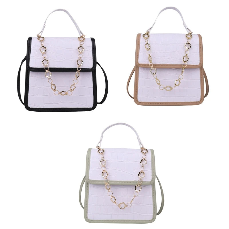 D0LF Chain Travel Bag PU Leather Shoulder Bags Women Stone Pattern Crossbody Han