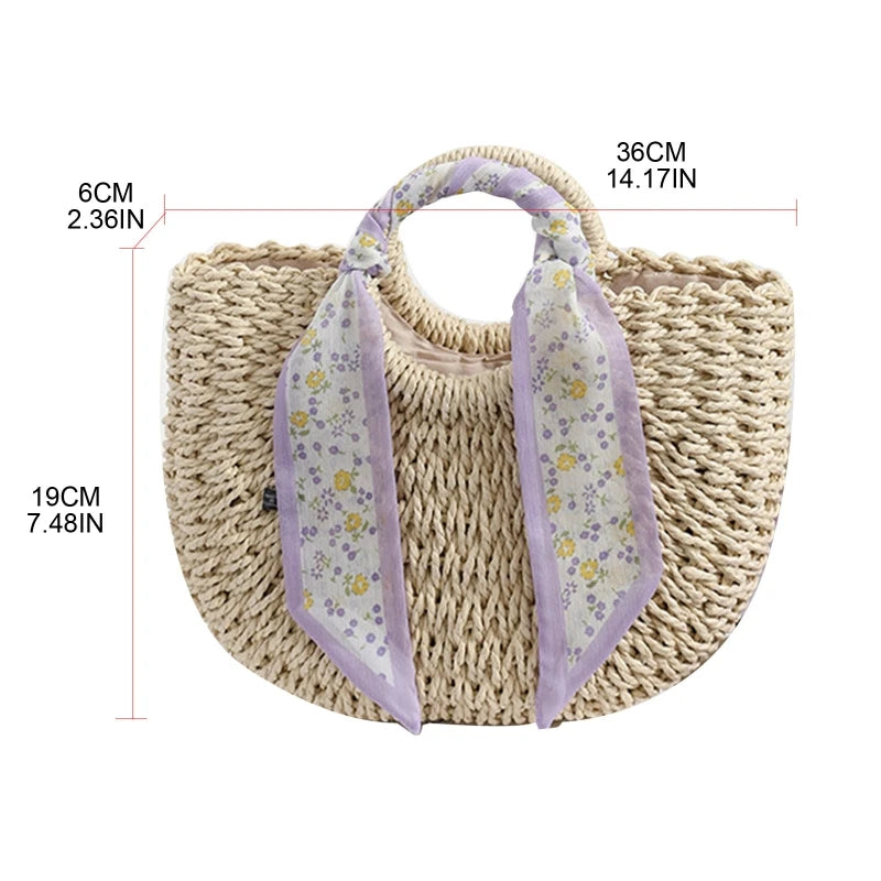 D0LF Straw Tote Bag Large Handbag for Girls