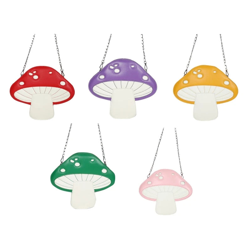 D0LF Mushroom Shape PU Leather Shoulder Crossbody Bag Tote Chain Satchel Purse