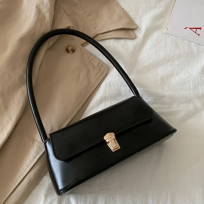 D0LF Women Underarm Bag Vintage PU Leather Ladies Small Shoulder Bags