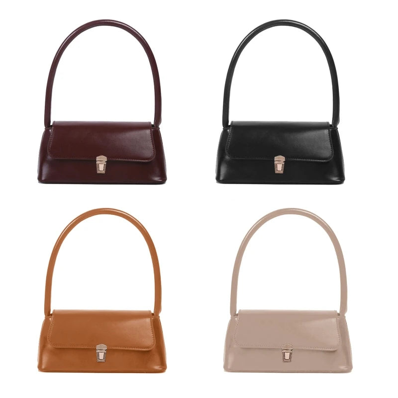 D0LF Women Underarm Bag Vintage PU Leather Ladies Small Shoulder Bags