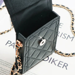 Soft Leather Waist Bag Purse Women Hand Bag Metal Chain Flap Female Crossbody