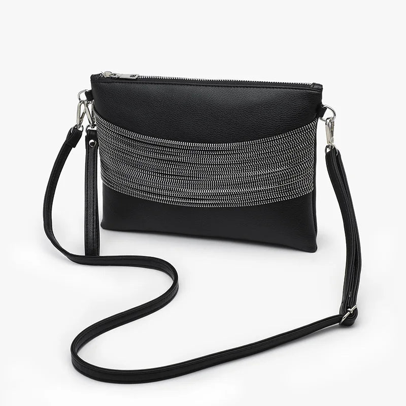 Soft Leather Crossbody Bag with Tassel Chain for Women