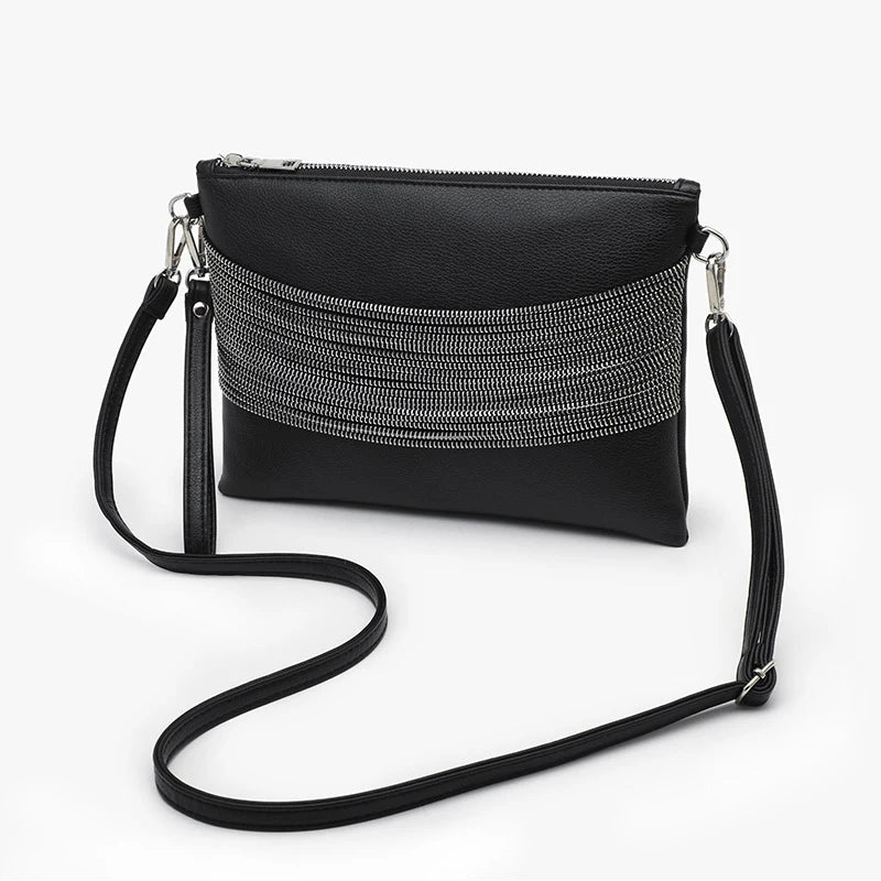 Soft Leather Crossbody Bag with Tassel Chain for Women