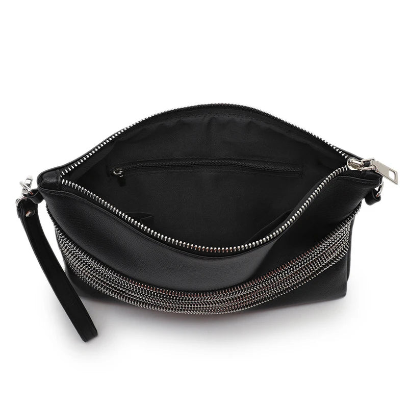 Soft Leather Crossbody Bag with Tassel Chain for Women
