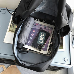 Waterproof Nylon Backpack Large Capacity Solid Travel Bag Unisex