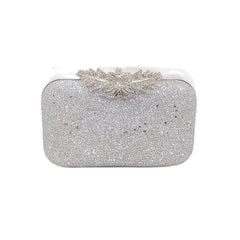 Silver Wedding Clutch Bag Diamond Flower Lock Shoulder Bag
