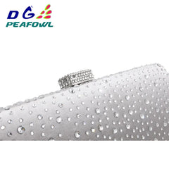 Pink Crystal Diamond Bridal Wedding Clutch with Chain Handbag