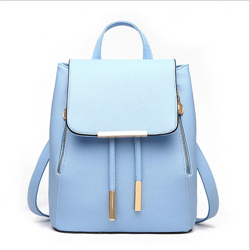 Women Backpack High PU Leather Mochila Escolar School Bags For Teenagers Girls