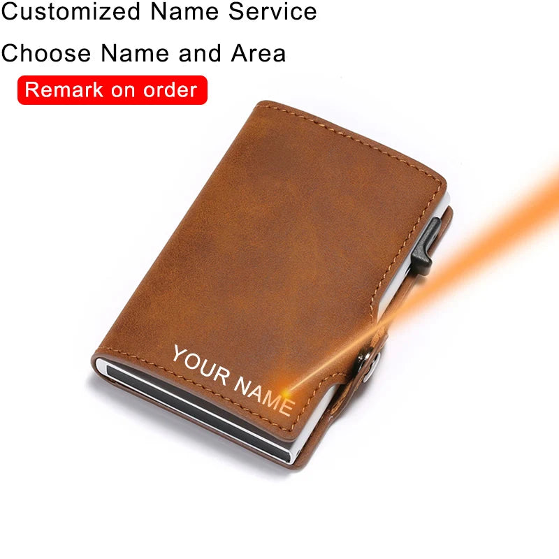 Mens Metal Anti-theft Short Leather Wallet