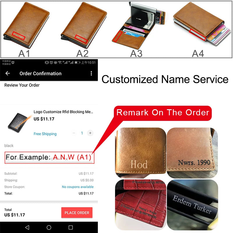 Mens Metal Anti-theft Short Leather Wallet