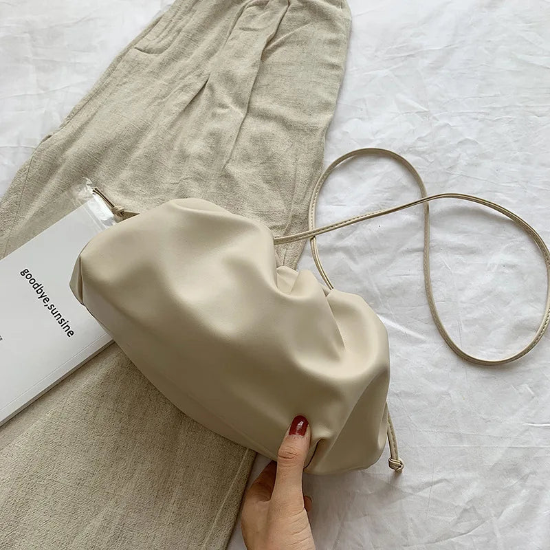 Retro Cloud Bag Green Folded Dumpling Crossbody Bag