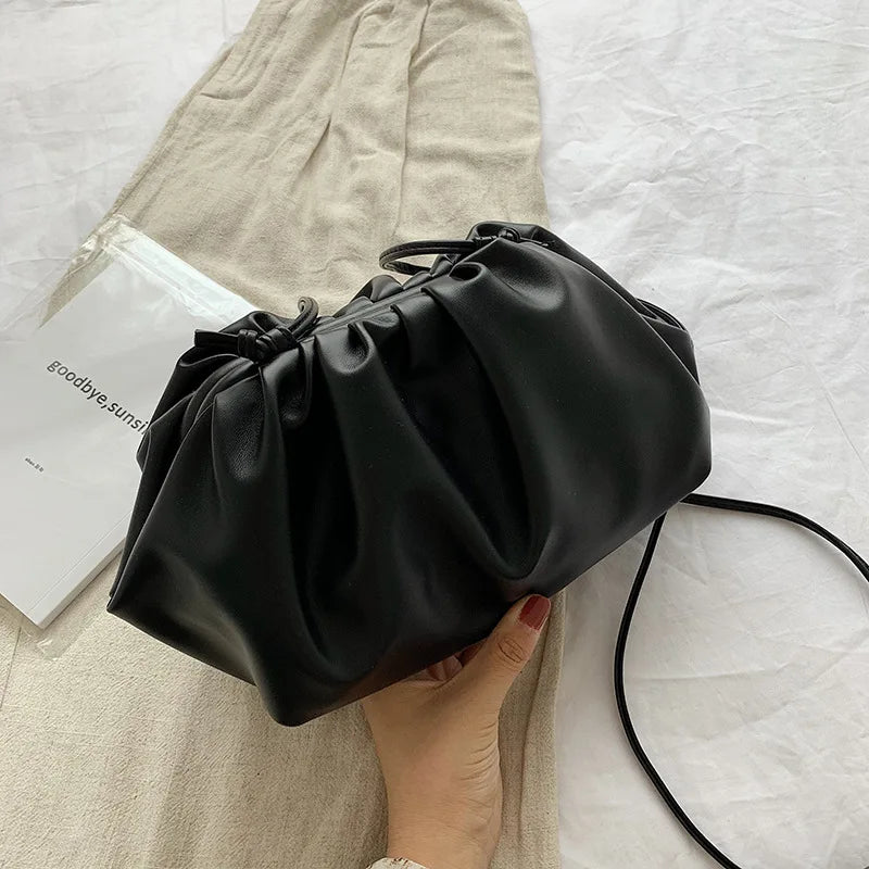 Retro Cloud Bag Green Folded Dumpling Crossbody Bag