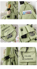 DIGERUI 5-Piece Set Schoolbags for Girls Women Canvas Travel Backpack