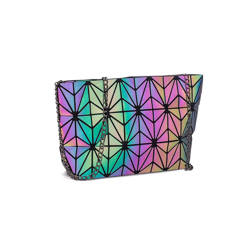 Geometric Sling Bag with Chain Strap for Women