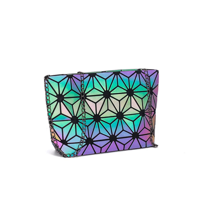 Geometric Sling Bag with Chain Strap for Women