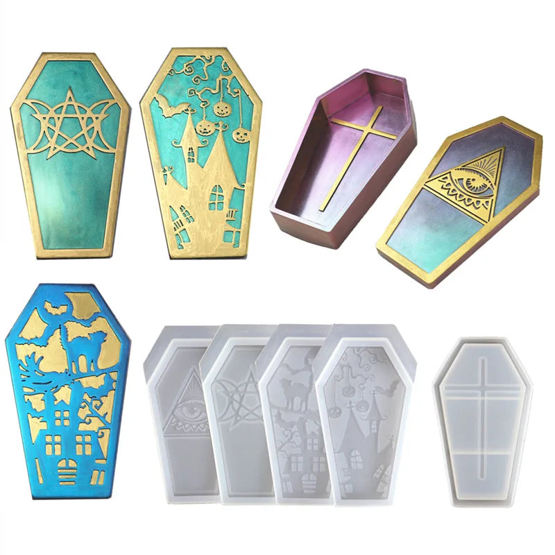 Halloween Coffin Storage Box Silicone Mold for Resin