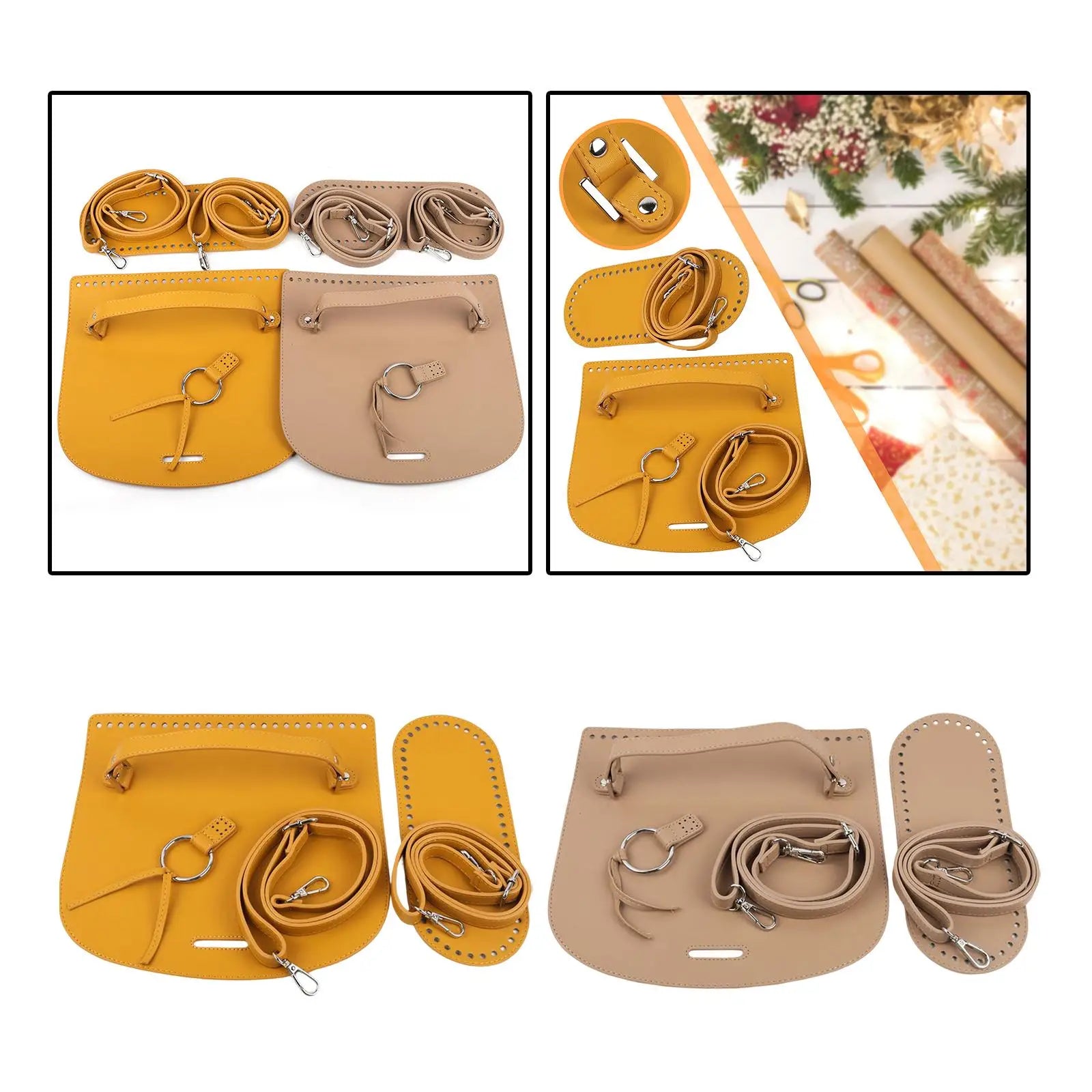 DIY Knitting Bag Cover PU Leather Adjustable Strap Purse Accessory