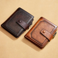 DIY Chinese Retro Leather Wallet RFID Blocking Purse