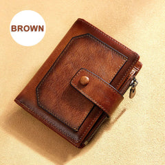 DIY Chinese Retro Leather Wallet RFID Blocking Purse