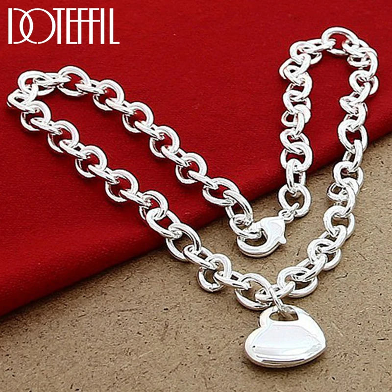 925 Sterling Silver Heart Pendant Necklace for Women
