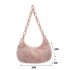 Small Ladies Plush Shoulder Bag with Zipper