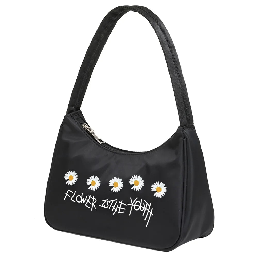Daisy Print Underarm Shoulder Bag Women's Tote Bag Clutch Purse Handbag