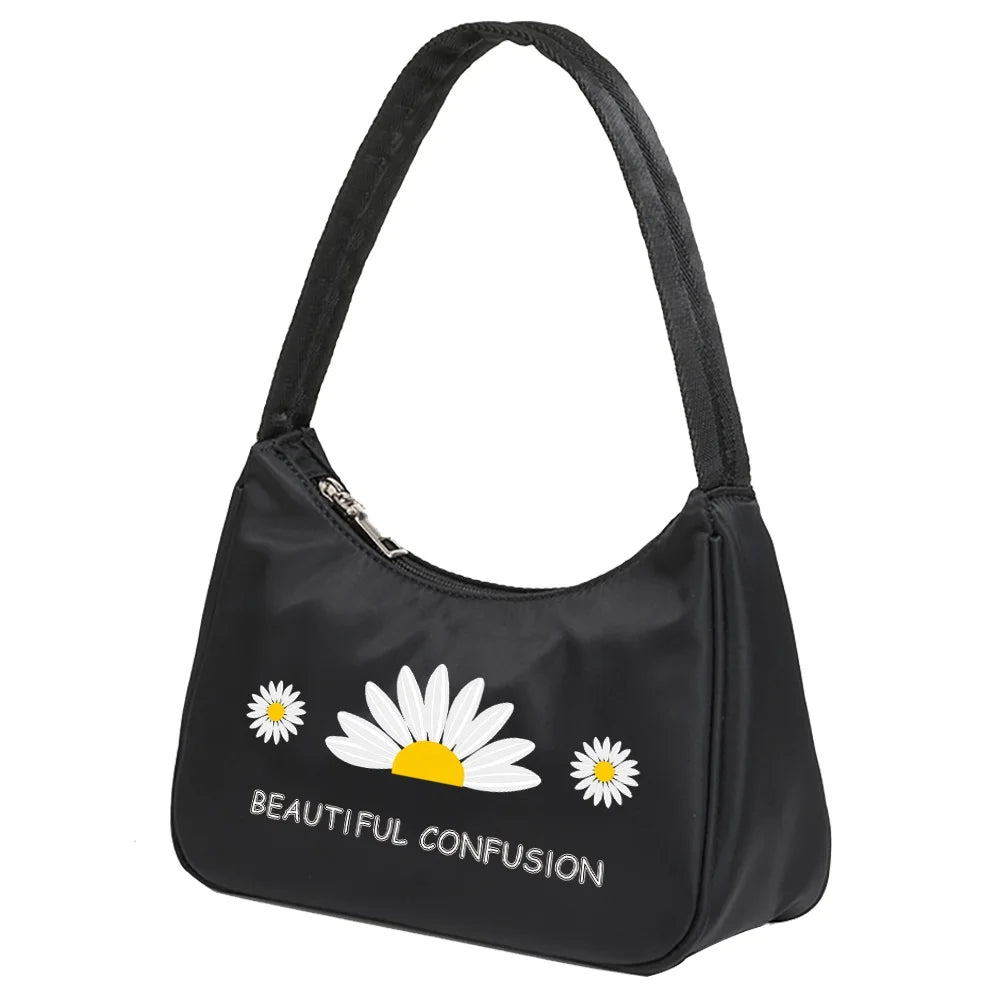 Daisy Print Underarm Shoulder Bag Women's Tote Bag Clutch Purse Handbag