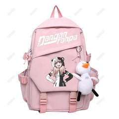 Nagito Komaeda Nylon Women Backpack Multi-pocket Ring Buckle College Schoolbag