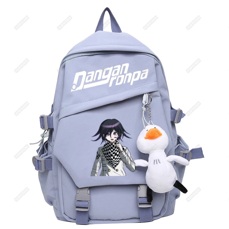 Nagito Komaeda Nylon Women Backpack Multi-pocket Ring Buckle College Schoolbag