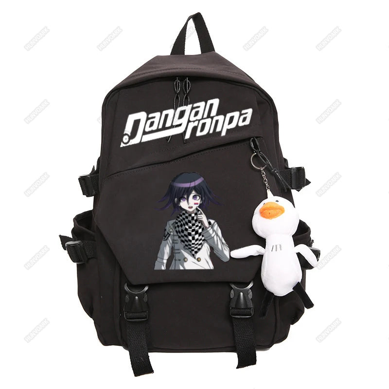 Nagito Komaeda Nylon Women Backpack Multi-pocket Ring Buckle College Schoolbag