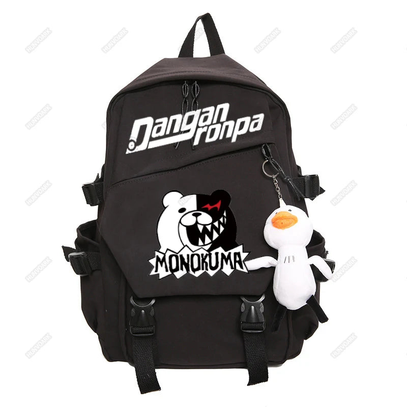 Nagito Komaeda Nylon Women Backpack Multi-pocket Ring Buckle College Schoolbag
