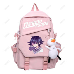 Nagito Komaeda Nylon Women Backpack Multi-pocket Ring Buckle College Schoolbag