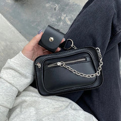 Dark Gothic Mini Square Bag Women Chains Crossbody Phone Bags