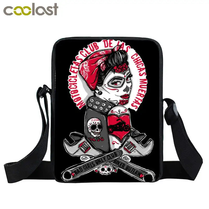 Gothic Skull Crossbody Bag Punk Women Handbag Portable Messenger