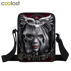 Gothic Skull Crossbody Bag Punk Women Handbag Portable Messenger