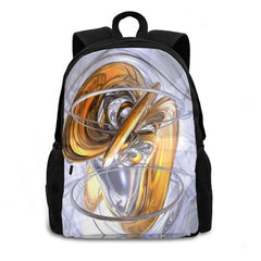 Daydreamers Abstract School Bag Backpack Laptop 15 Inch Glass 3D Silver Liquid