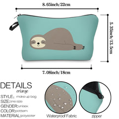 Sloth Printing Waterproof Pencil Pouch Makeup Travel Bag