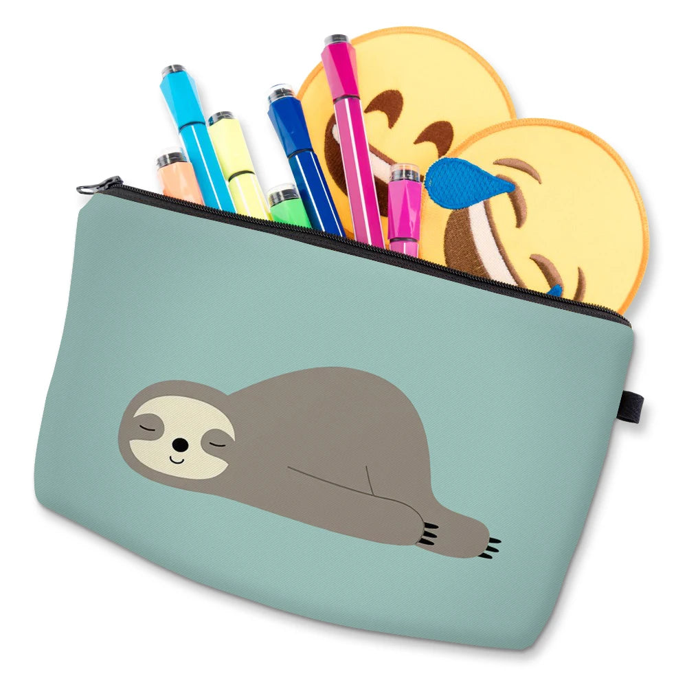 Sloth Printing Waterproof Pencil Pouch Makeup Travel Bag