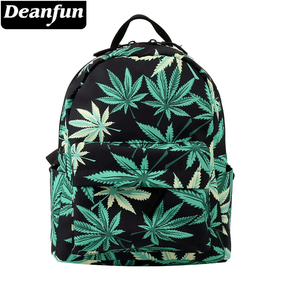 Green Hemp Mini Backpack for Women - Waterproof 3D Printed Backpack