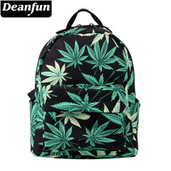 Green Hemp Mini Backpack for Women - Waterproof 3D Printed Backpack