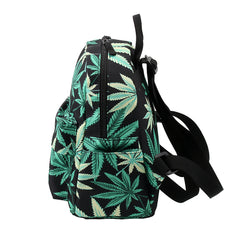 Green Hemp Mini Backpack for Women - Waterproof 3D Printed Backpack