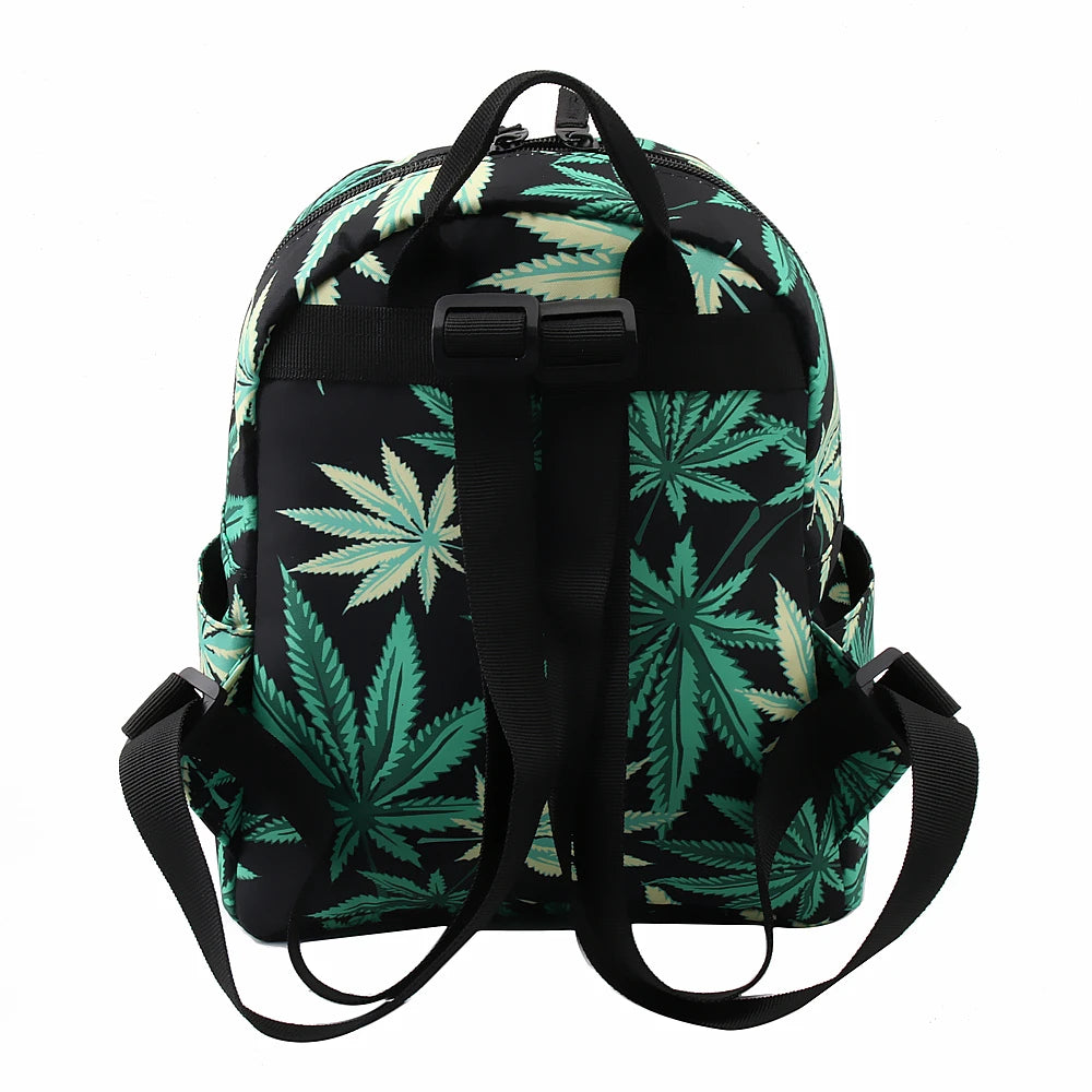Green Hemp Mini Backpack for Women - Waterproof 3D Printed Backpack