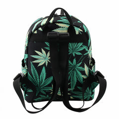 Green Hemp Mini Backpack for Women - Waterproof 3D Printed Backpack