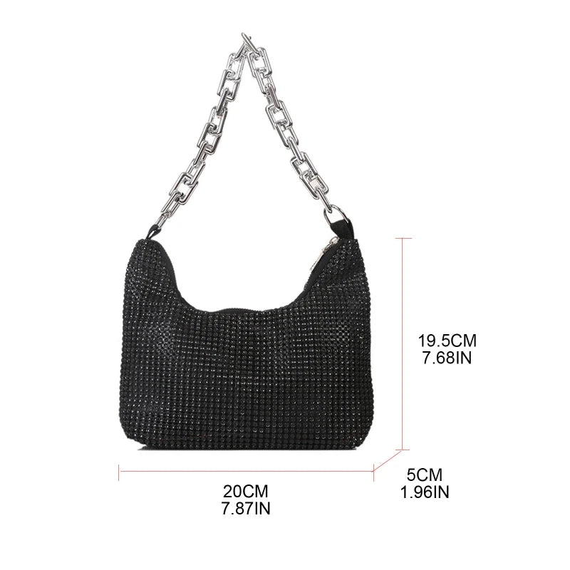Delicate Chain Underarm Bag Diamonds Handbag Evening Clutch Bag