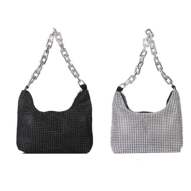 Delicate Chain Underarm Bag Diamonds Handbag Evening Clutch Bag