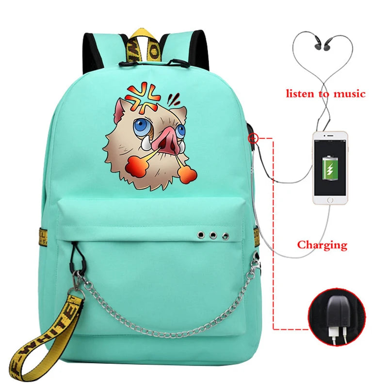 Demon Slayer Anime School Bags Canvas Backpack Laptop Bag