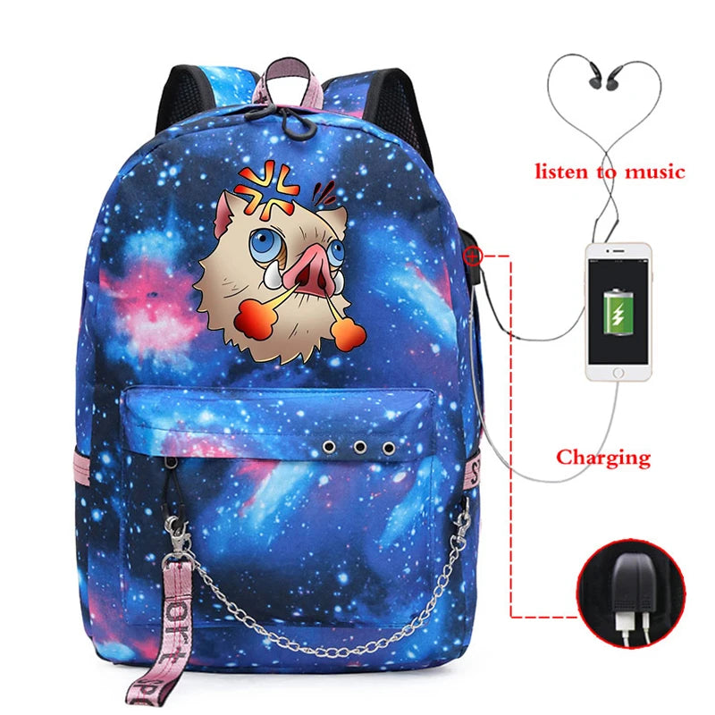 Demon Slayer Anime School Bags Canvas Backpack Laptop Bag